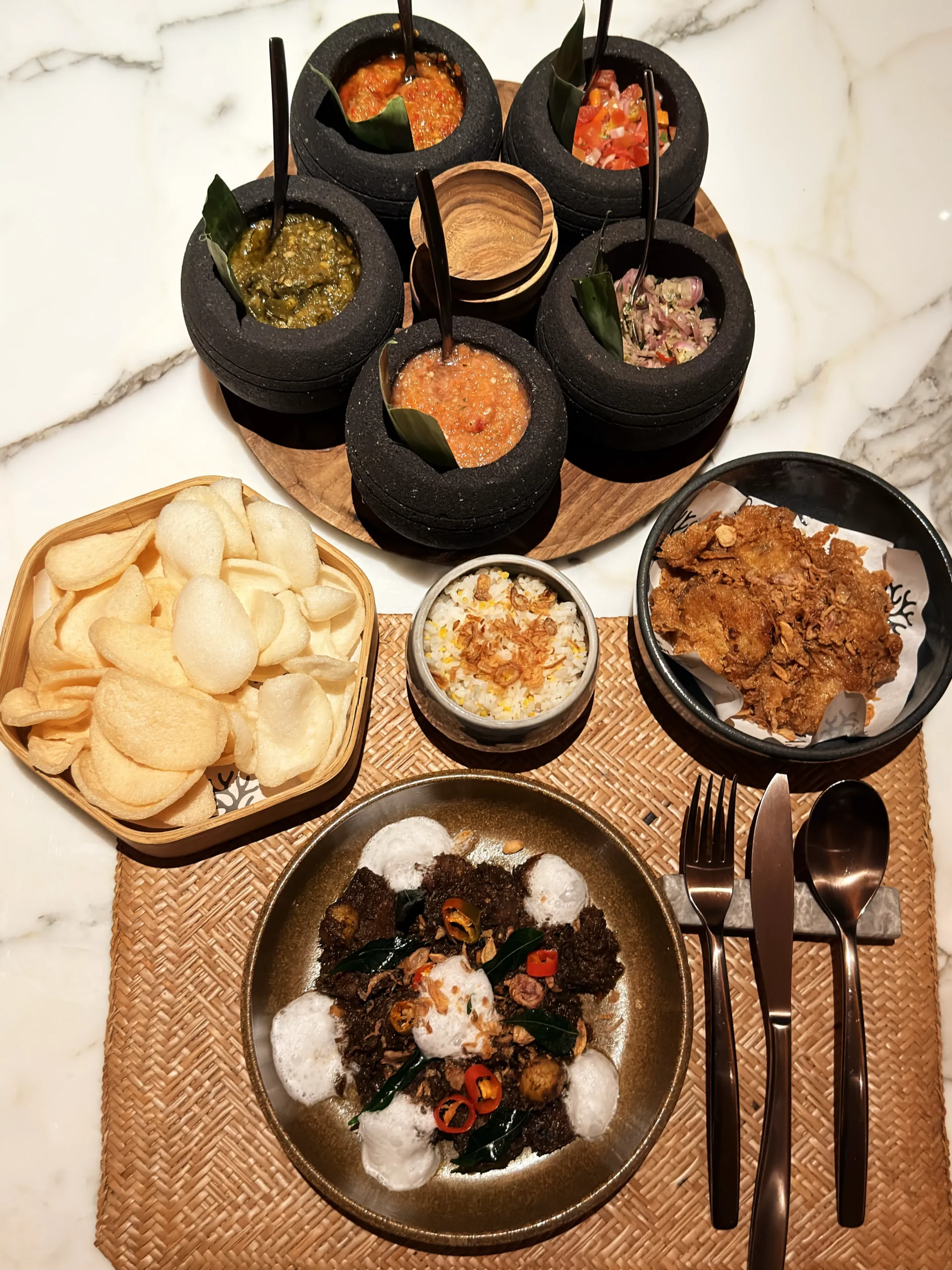 Beautiful spread of Indonesian delicacies at UMASA within Ta'aktana Luxury Collection